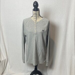 American Eagle Outfitters Light Gray Henley Long Sleeve
